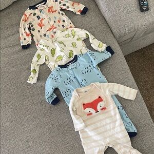 Gerber Kids One Piece Footies with Printed Designs Bundle of 4